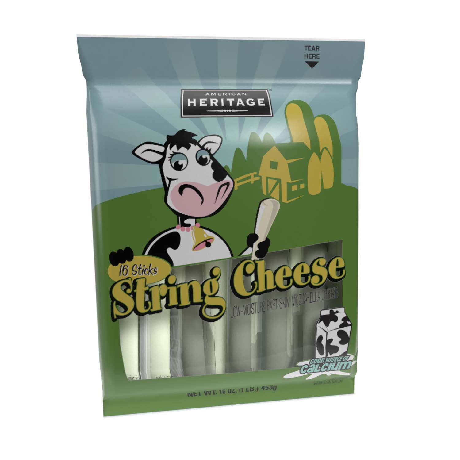 AMERICAN HERITAGE STRING CHEESE RETAIL PACKAGE - 12/1#