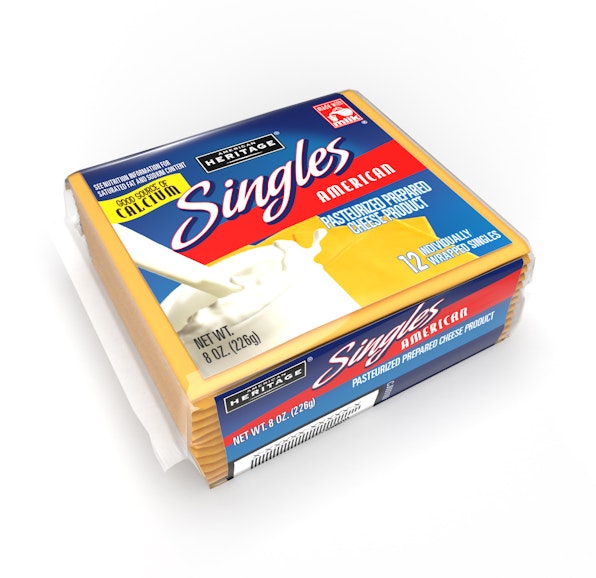 AMERICAN HERITAGE YELLOW PASTEURIZED PROCESS CHEESE PRODUCT SINGLES - 12/8OZ 12 SLICES