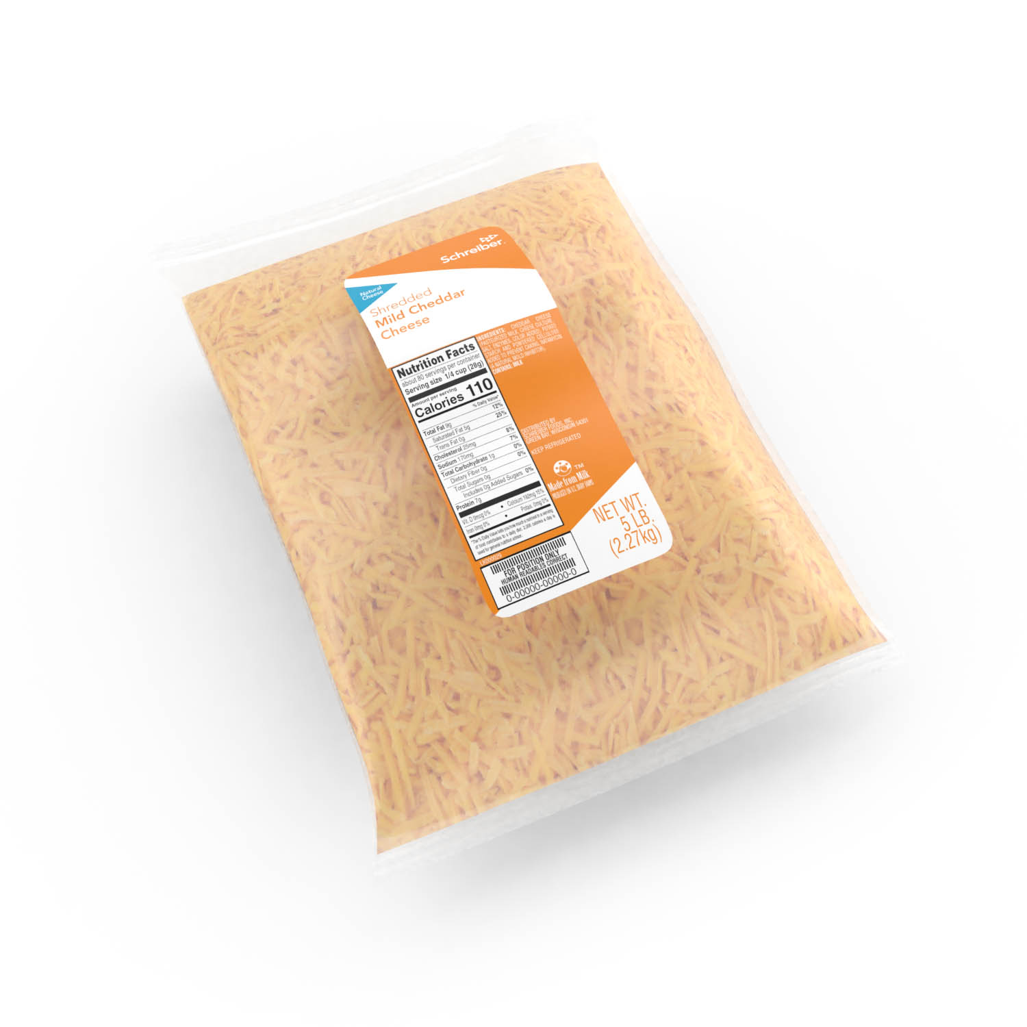 SCHREIBER MILD CHEDDAR FEATHER SHREDS - 4/5#