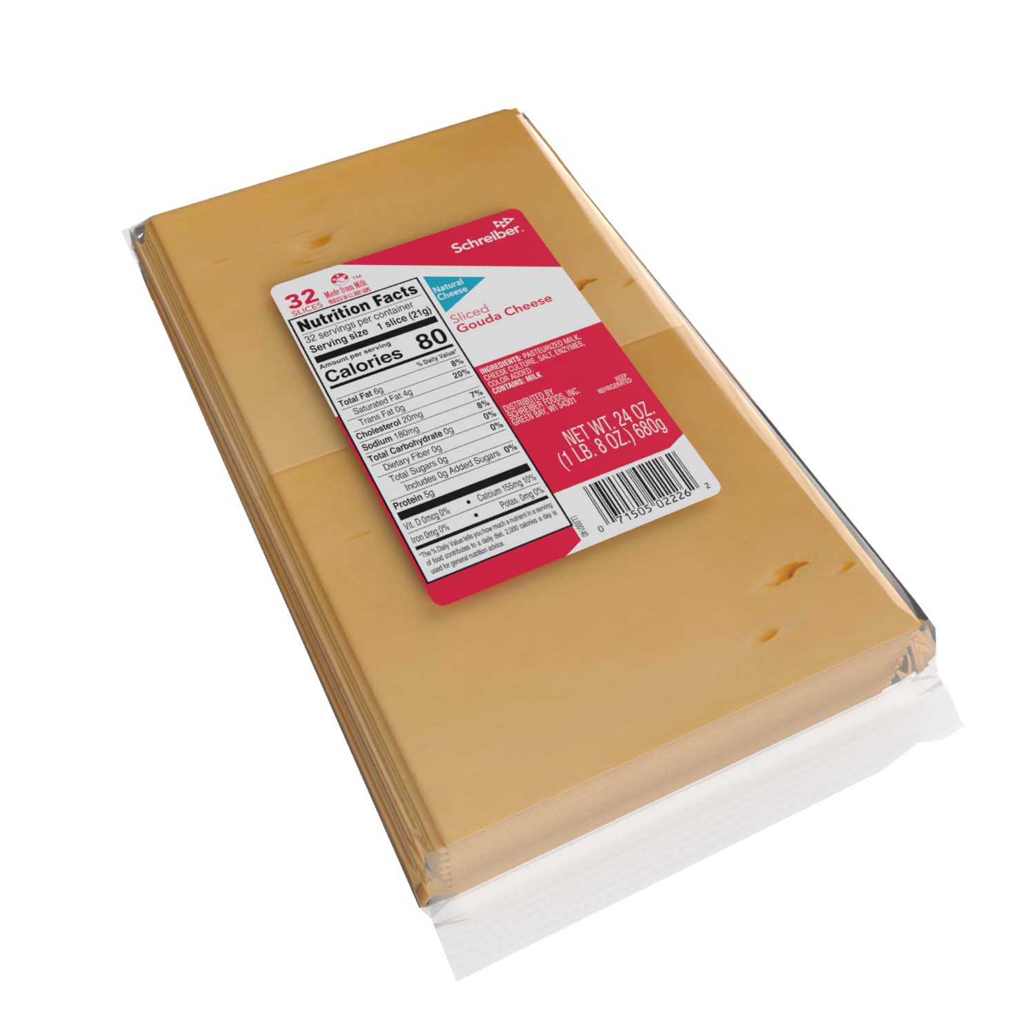 SCHREIBER GOUDA SLICES - 6/1.5# TWIN STACK 32 SLICES