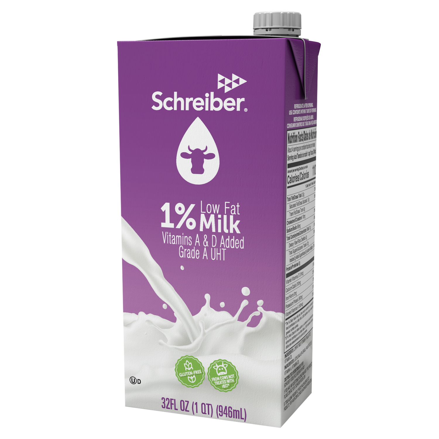 SCHREIBER 1% MILK 12/32 FL OZ