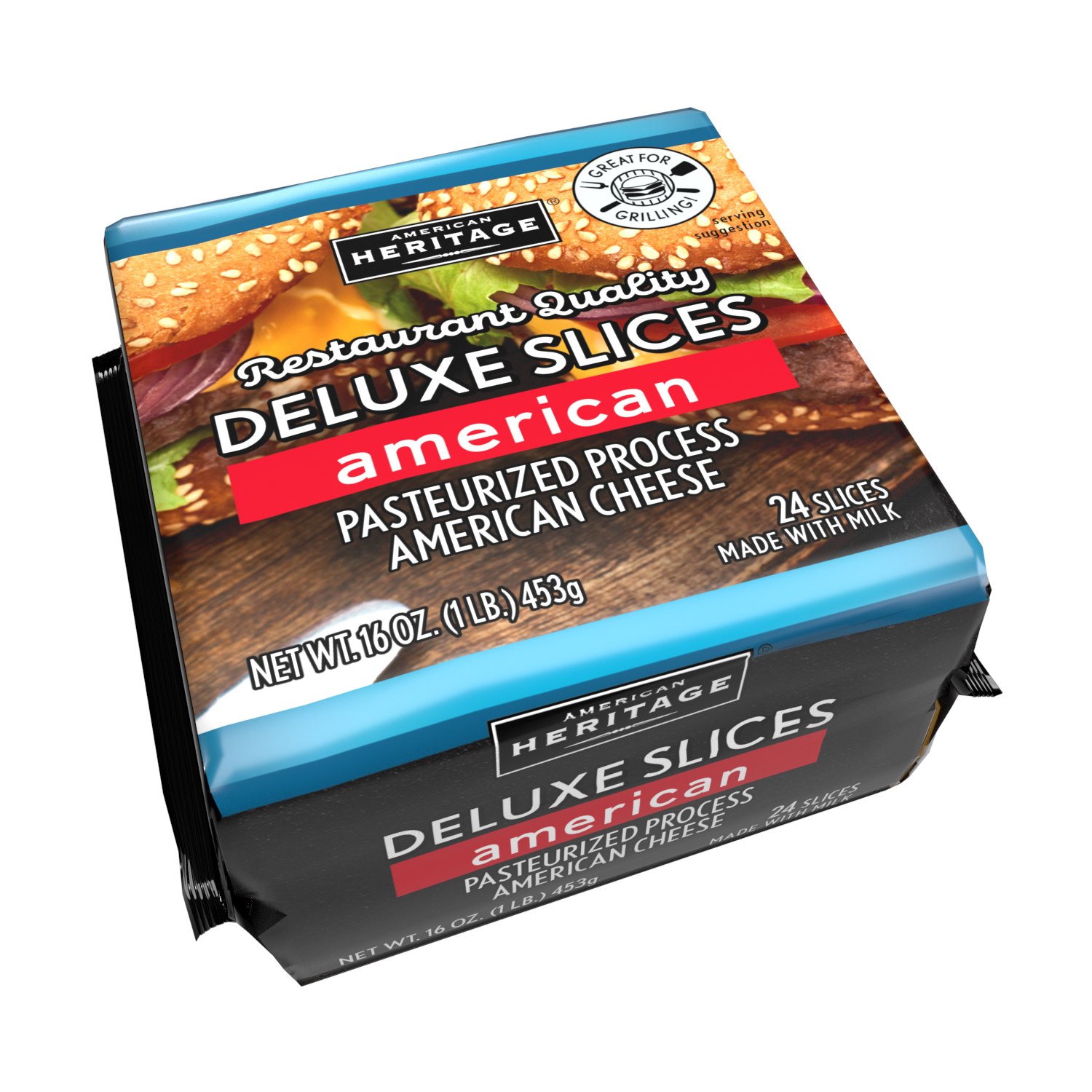 AMERICAN HERITAGE YELLOW PASTEURIZED PROCESS AMERICAN SLICES - 12/1# 24 SLICES