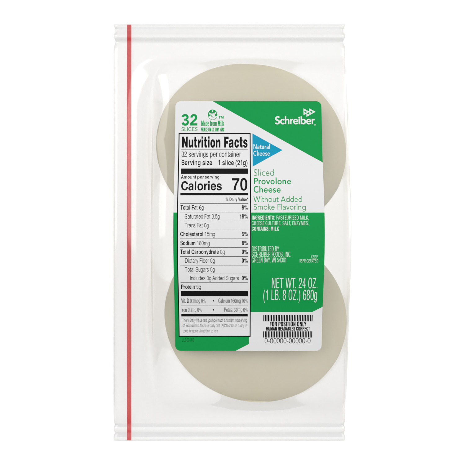 SCHREIBER PROVOLONE 4 INCH SLICES - 6/1.5# 32 SLICES