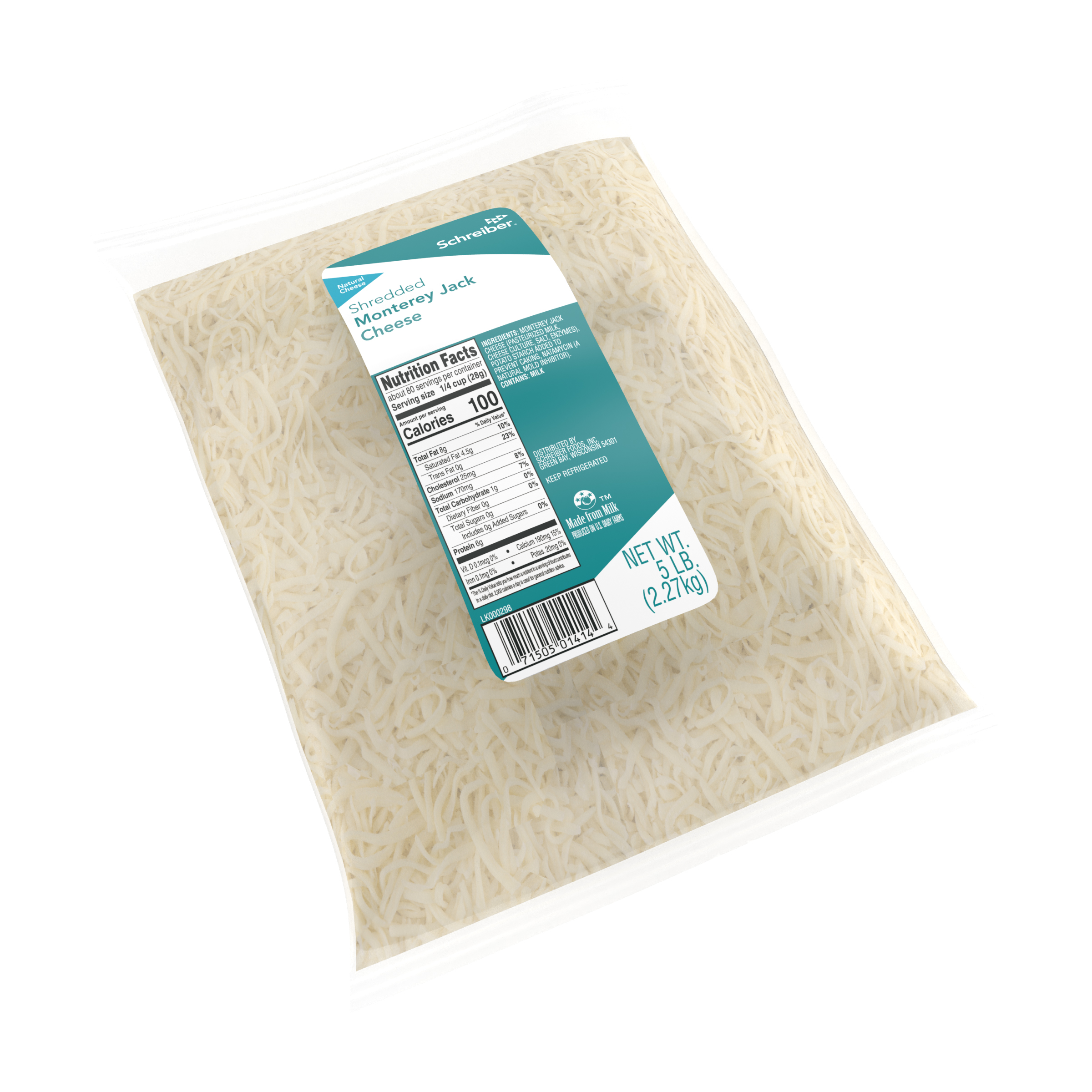 SCHREIBER MONTEREY JACK FEATHER SHREDS - 4/5#