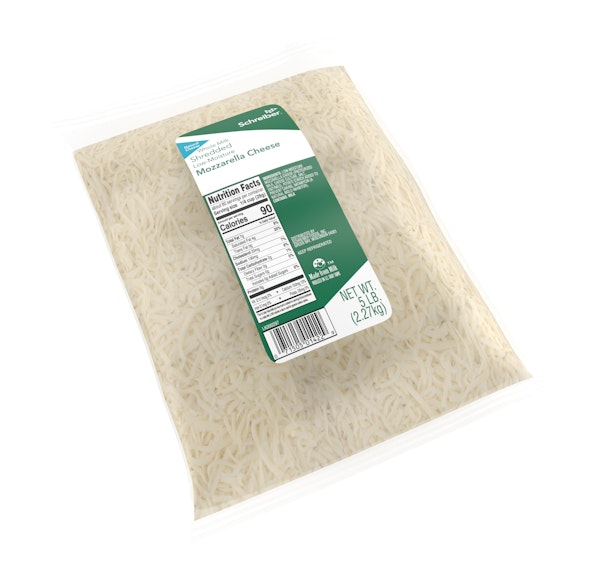 SCHREIBER LOW MOISTURE WHOLE MILK MOZZARELLA FEATHER SHREDS - 4/5#