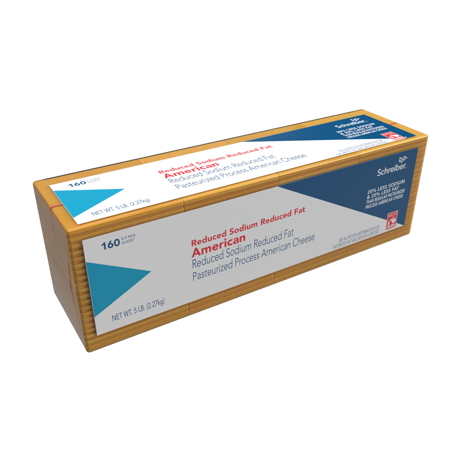 SCHREIBER YELLOW PASTEURIZED PROCESS REDUCED FAT REDUCED SODIUM AMERICAN SLICES - 4/5# 160 SLICES