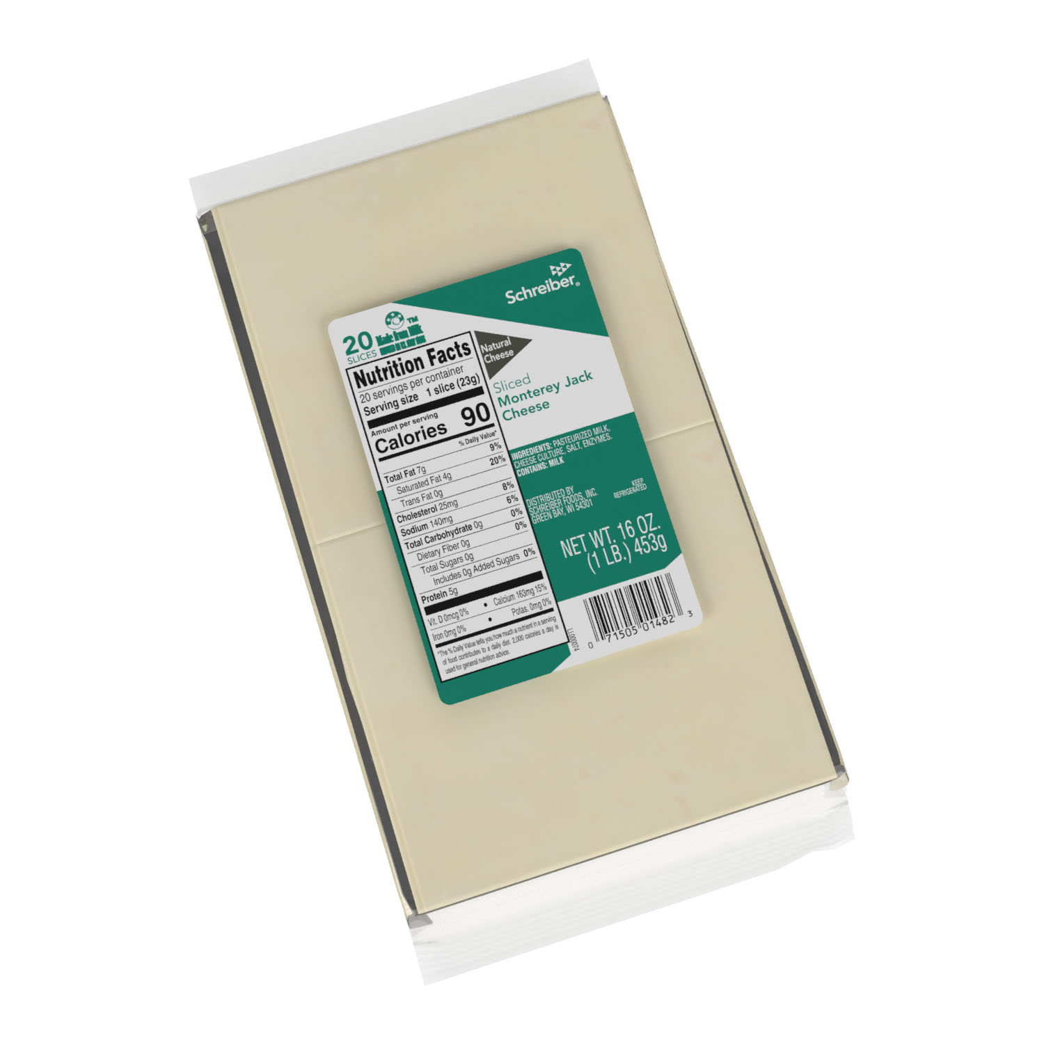 SCHREIBER MONTEREY JACK SLICES - 12/1# 20 SLICES