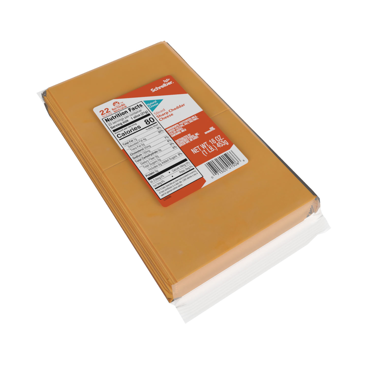 SCHREIBER SHARP CHEDDAR SLICES - 12/1# 22 SLICES