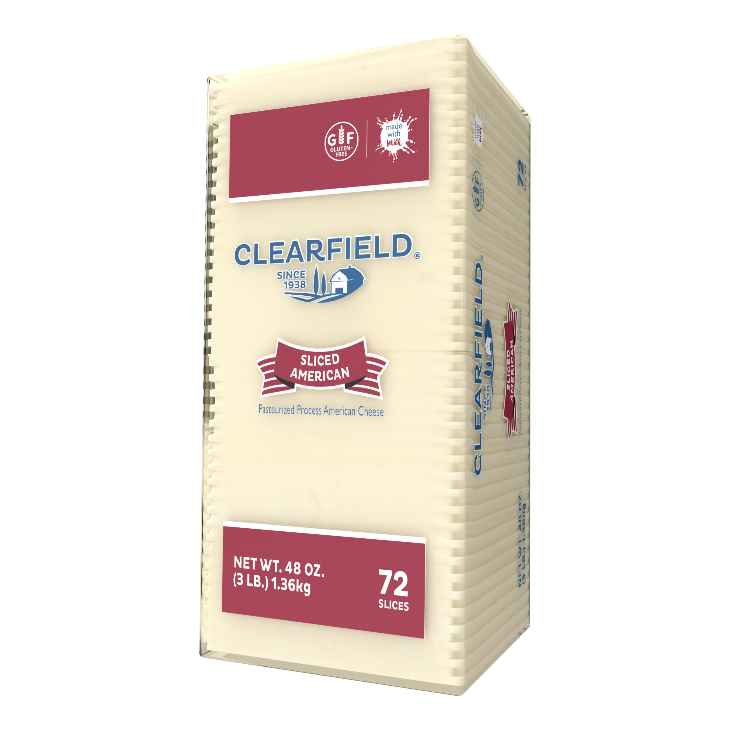 CLEARFIELD WHITE PASTEURIZED PROCESS AMERICAN CHEESE SLICES-6/3# 72 SLICES