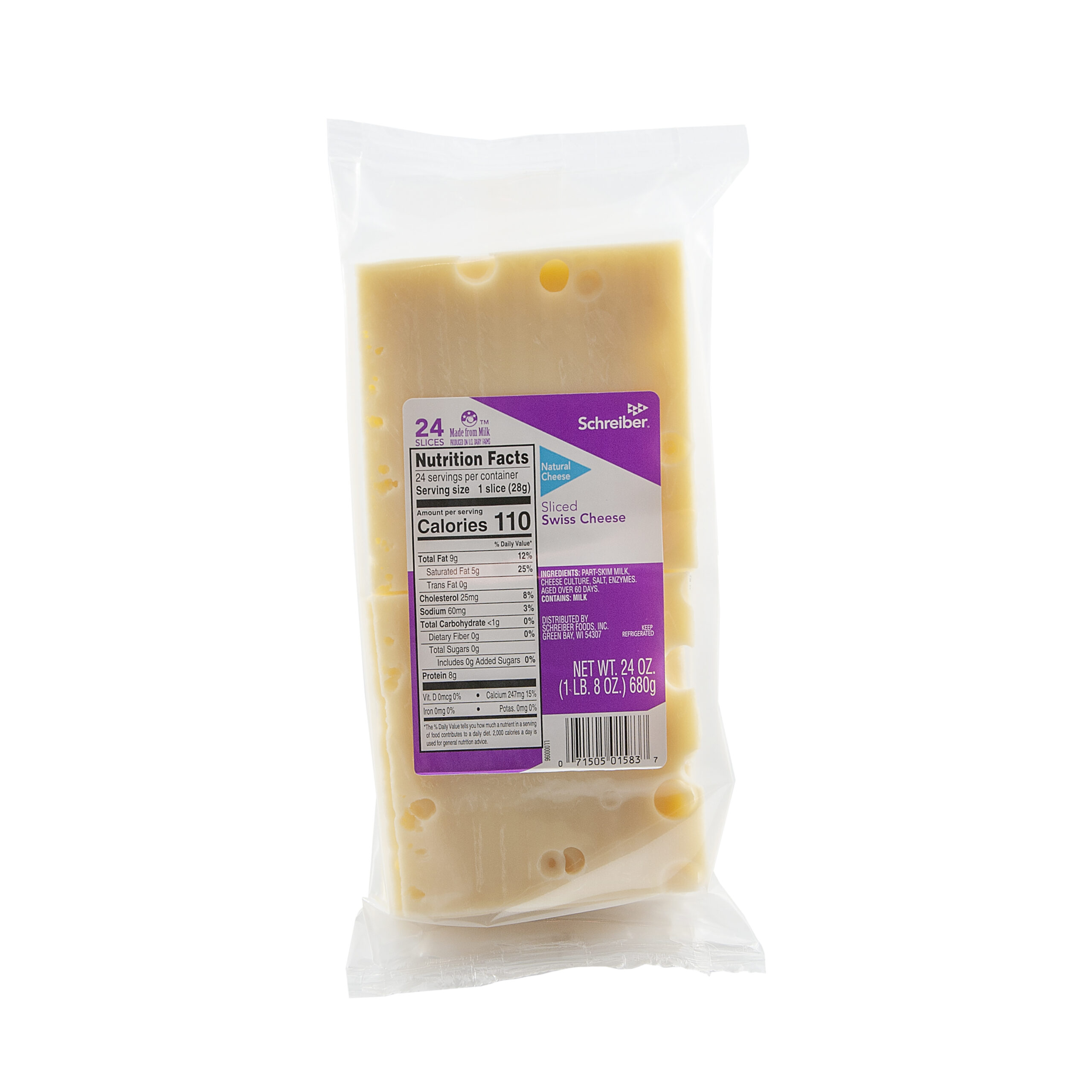 SCHREIBER SWISS SLICES - 8/1.5# 24 SLICES