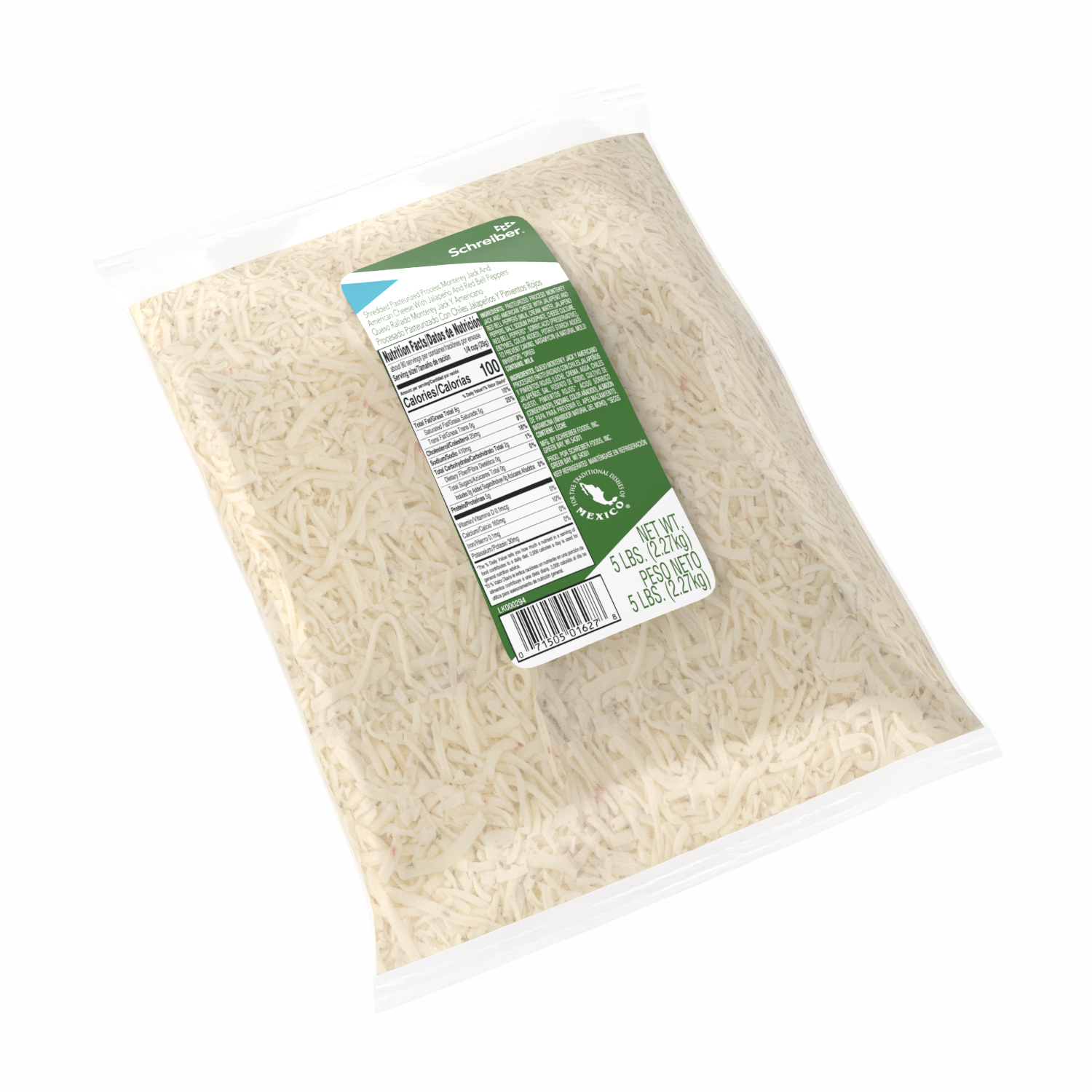 SCHREIBER PASTEURIZED PROCESS HOT PEPPER JACK FEATHER CUT SHREDS - 4/5#