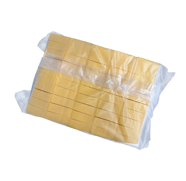 YELLOW LIGHT PASTEURIZED PROCESS AMERICAN CHEESE SNACK SLICES - 1/24.2# 600 STACKS OF 5 SLICES