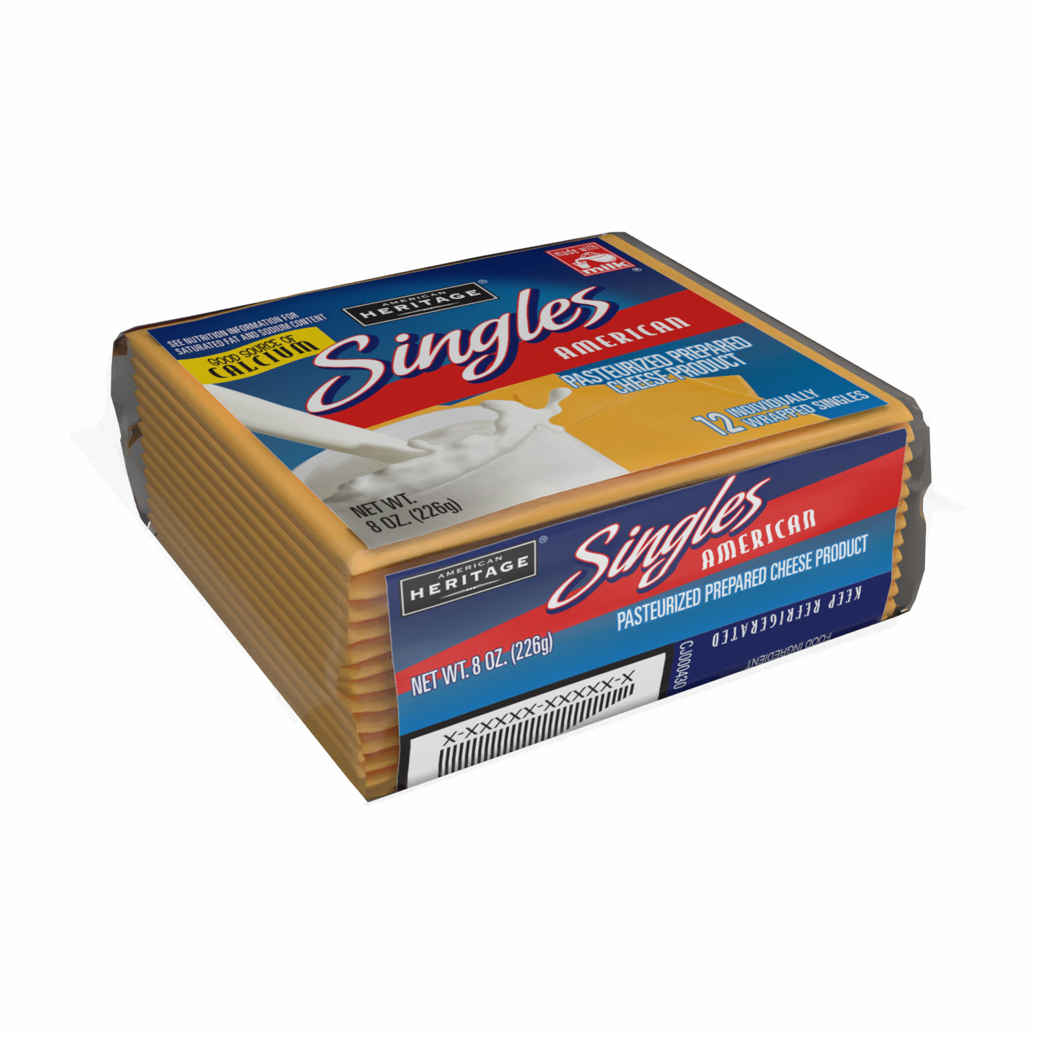 AMERICAN HERITAGE YELLOW PASTEURIZED PROCESS CHEESE PRODUCT SINGLES - 24/8OZ 12 SLICES