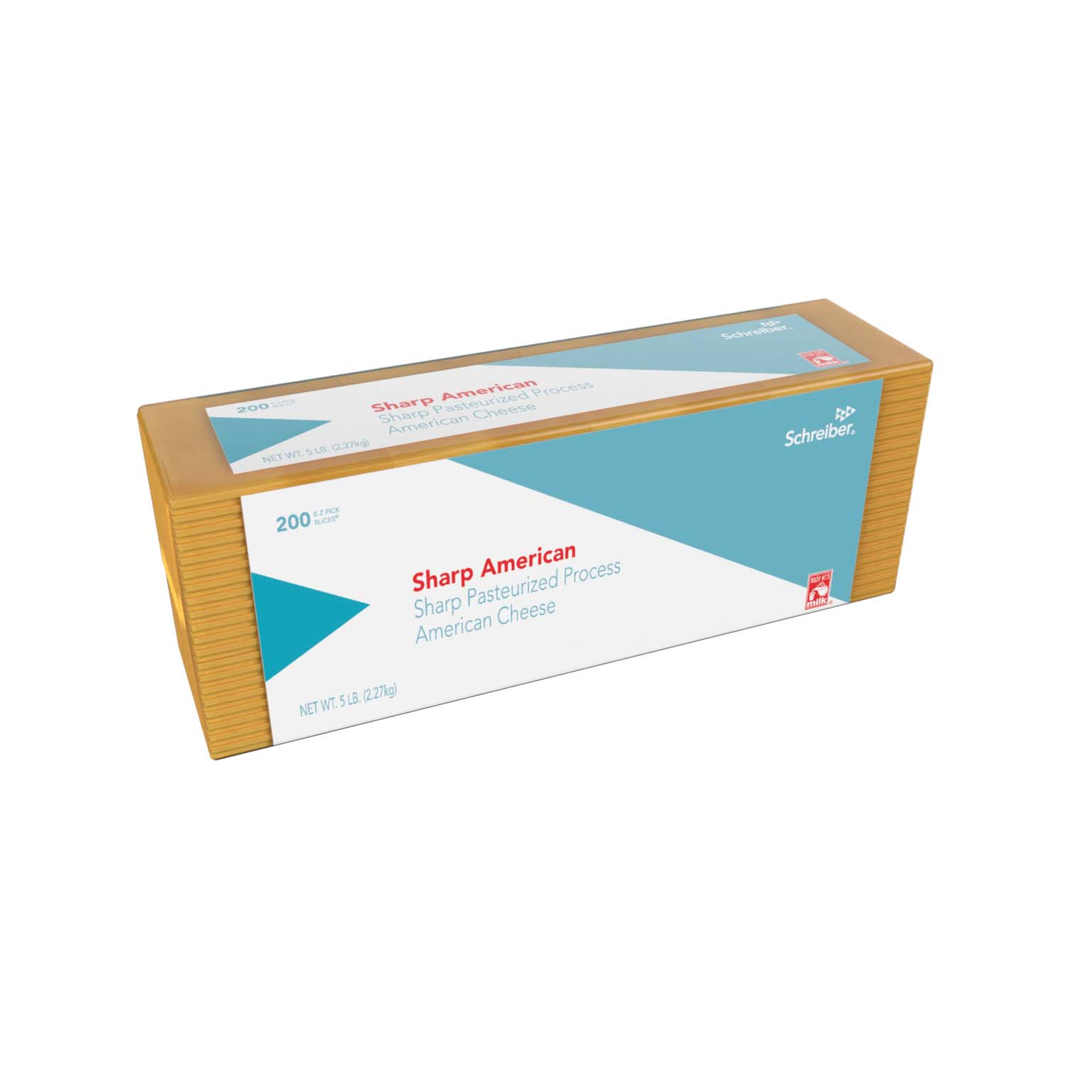 SCHREIBER YELLOW PASTEURIZED PROCESS SHARP AMERICAN SLICES - 4/5# 200 SLICES