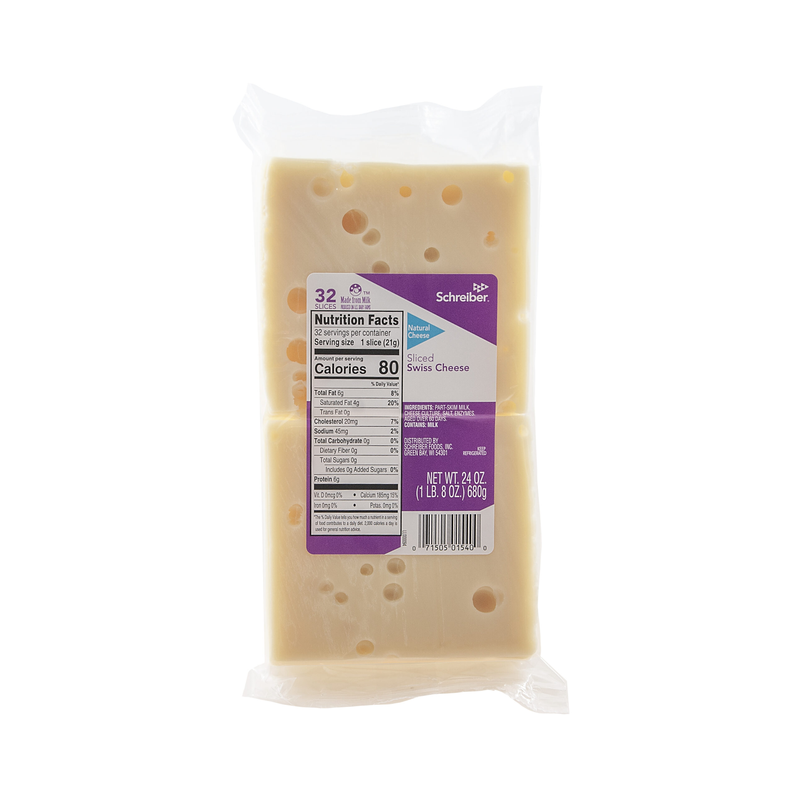 SCHREIBER SWISS SLICES - 8/1.5# 32 SLICES