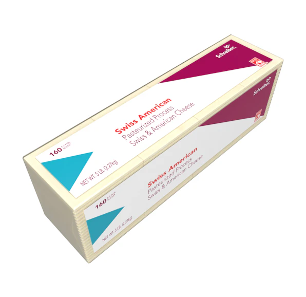 SCHREIBER PASTEURIZED PROCESS SWISS AMERICAN SLICES - 4/5# 160 SLICES