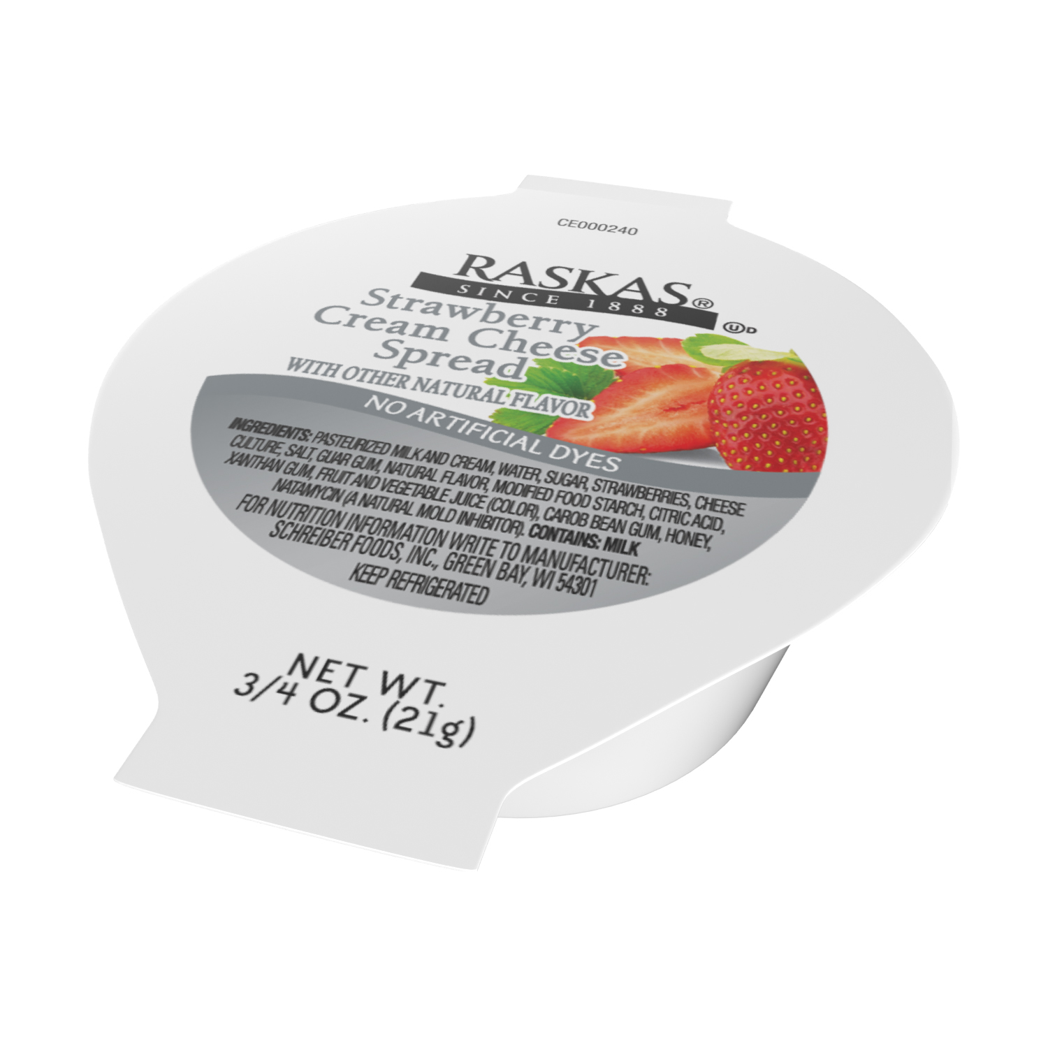 RASKAS STRAWBERRY CREAM CHEESE SPREAD PORTION CONTROL CUP - 100/.75OZ
