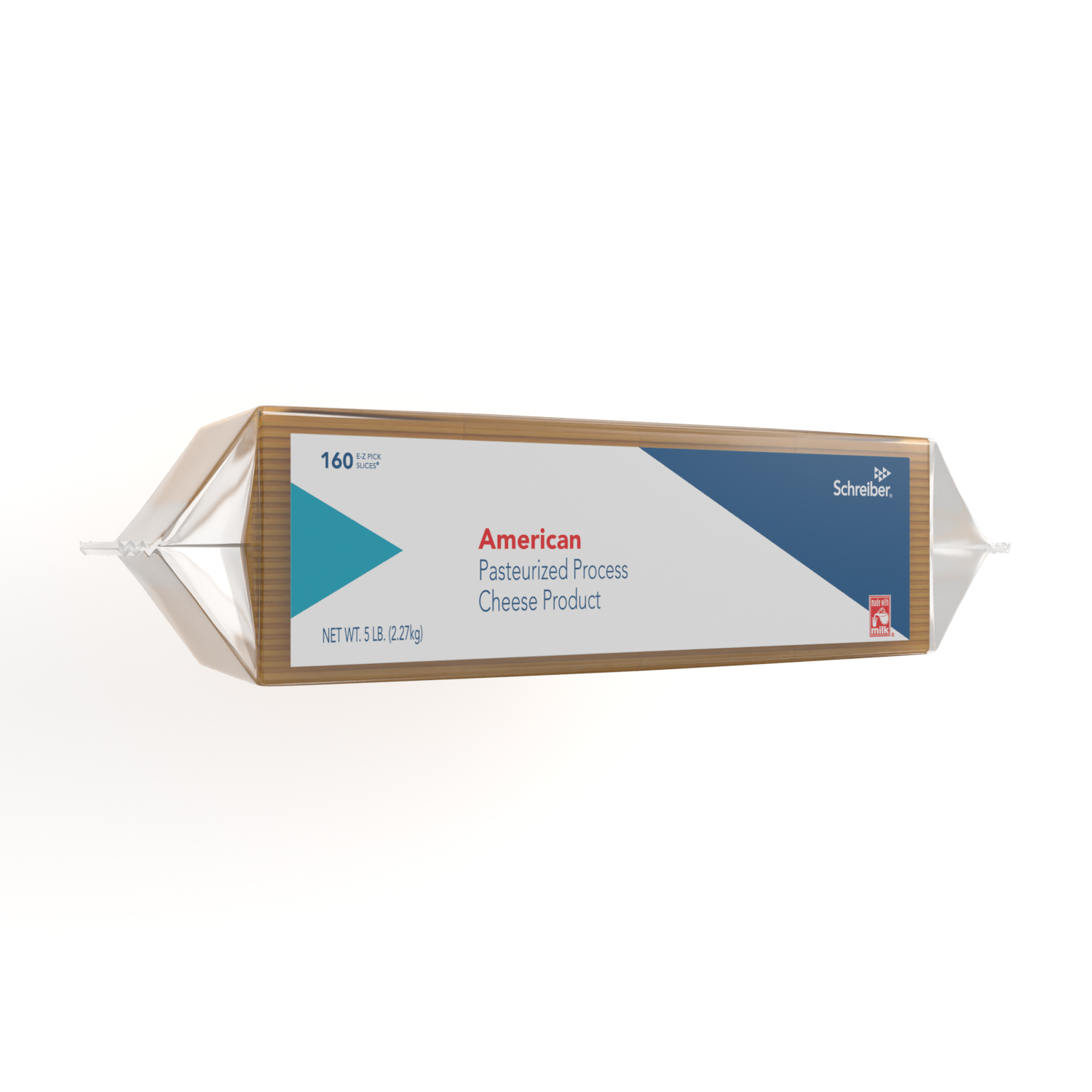 SCHREIBER YELLOW PASTEURIZED PROCESS CHEESE PRODUCT SLICES - 4/5# FLOW THROUGH WRAPPER 160 SLICES