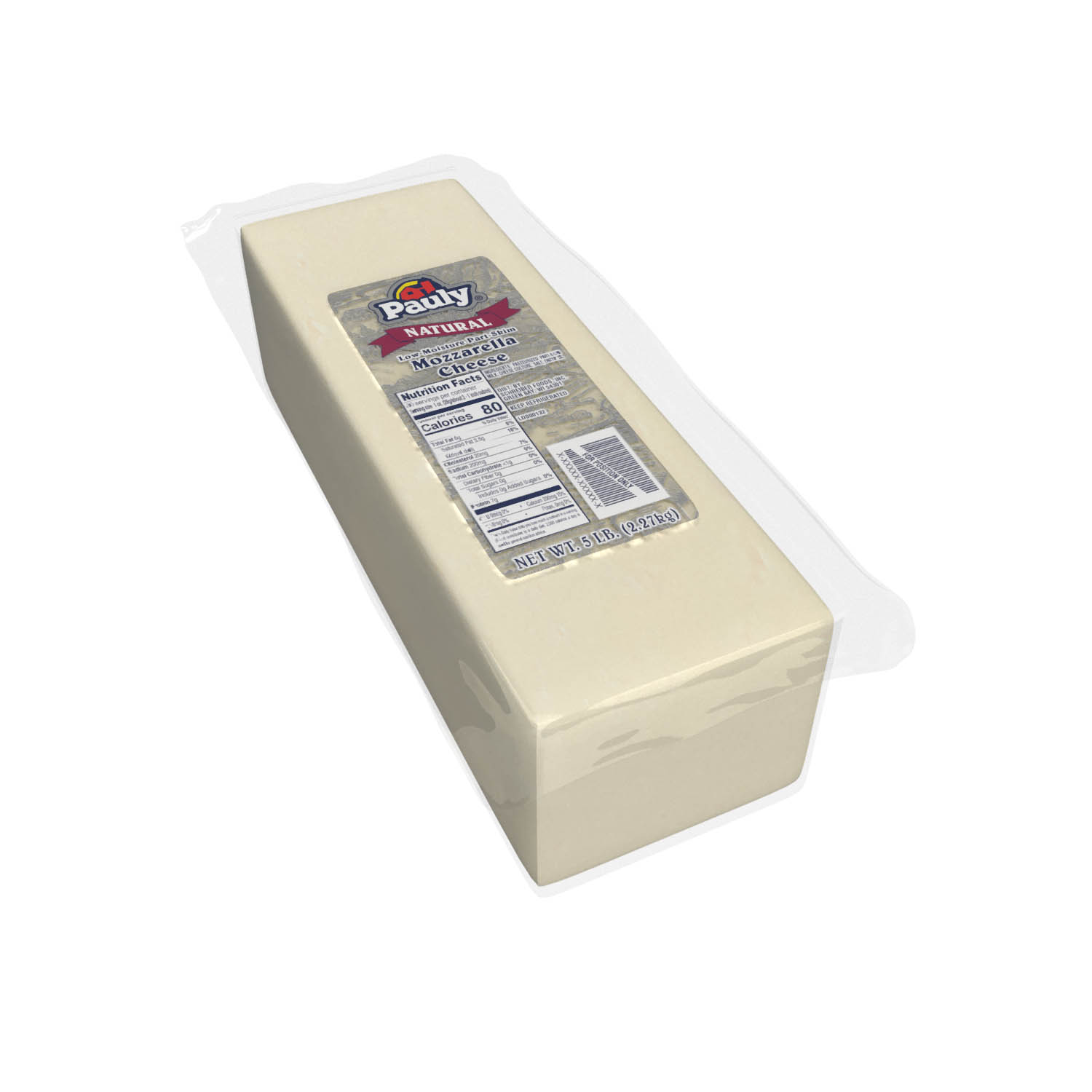 PAULY LOW MOISTURE PART-SKIM MOZZARELLA LOAF - 6/5#