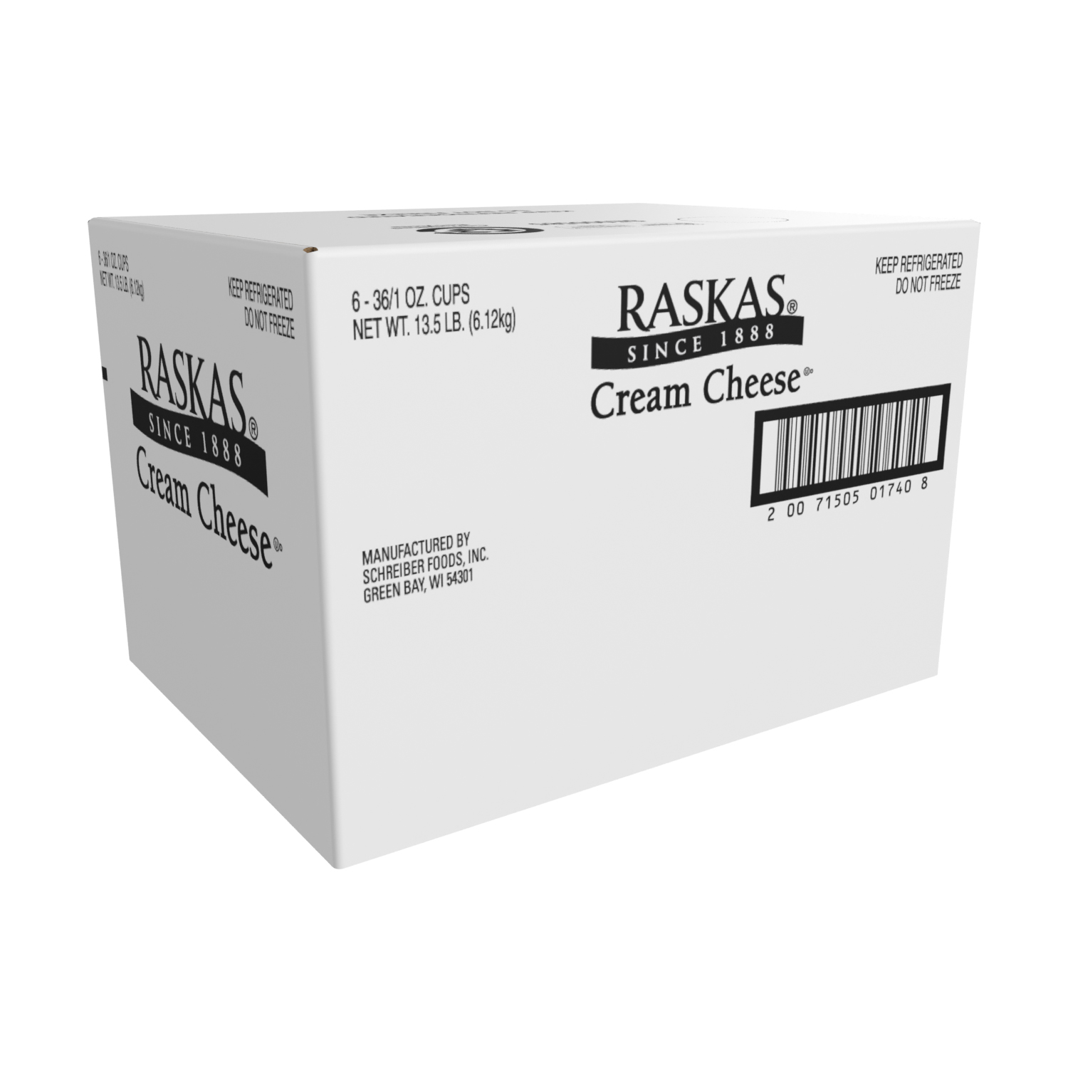 RASKAS CREAM CHEESE SPREAD 6 PACK PORTION CONTROL CUP - 36/1OZ