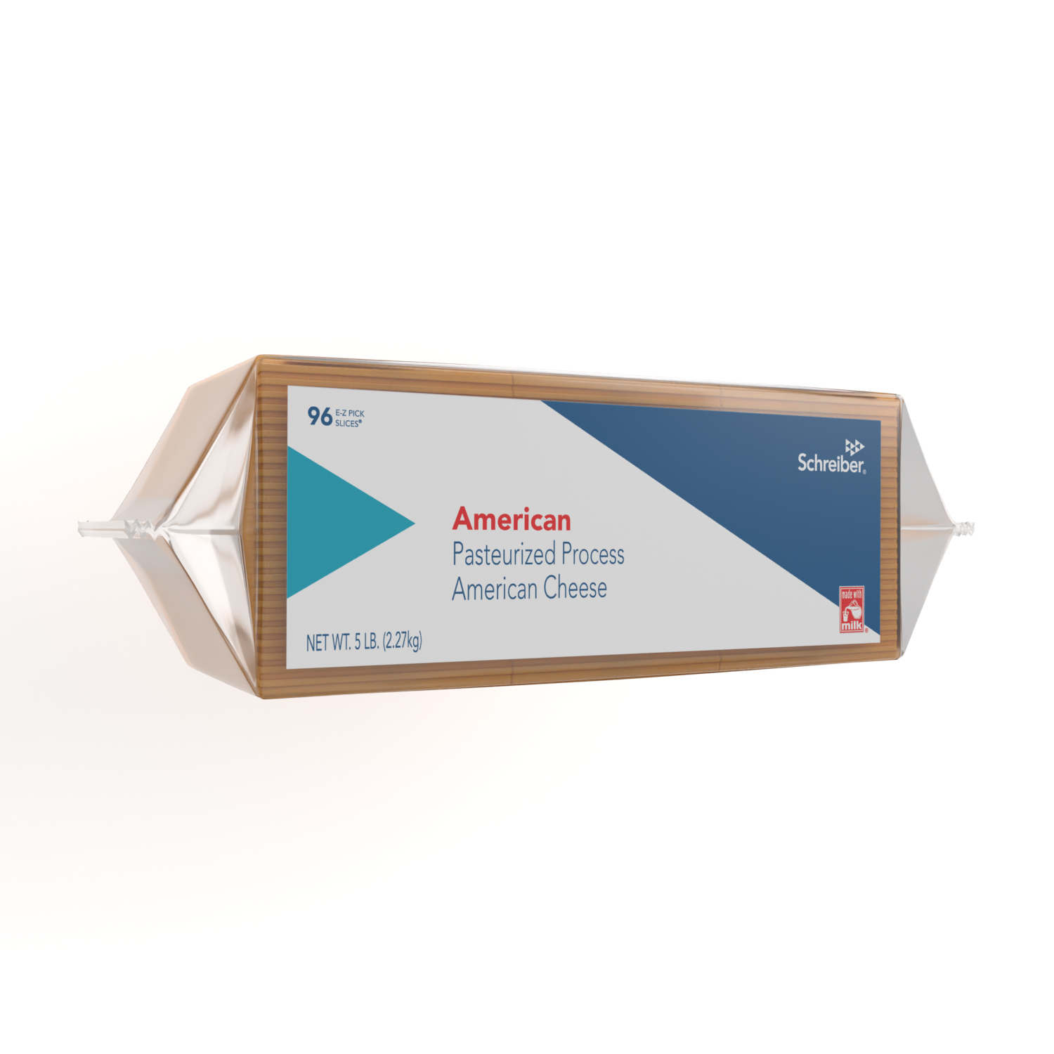 SCHREIBER YELLOW PASTEURIZED PROCESS AMERICAN SLICES - 4/5# FLOW THROUGH WRAPPER 96 SLICES