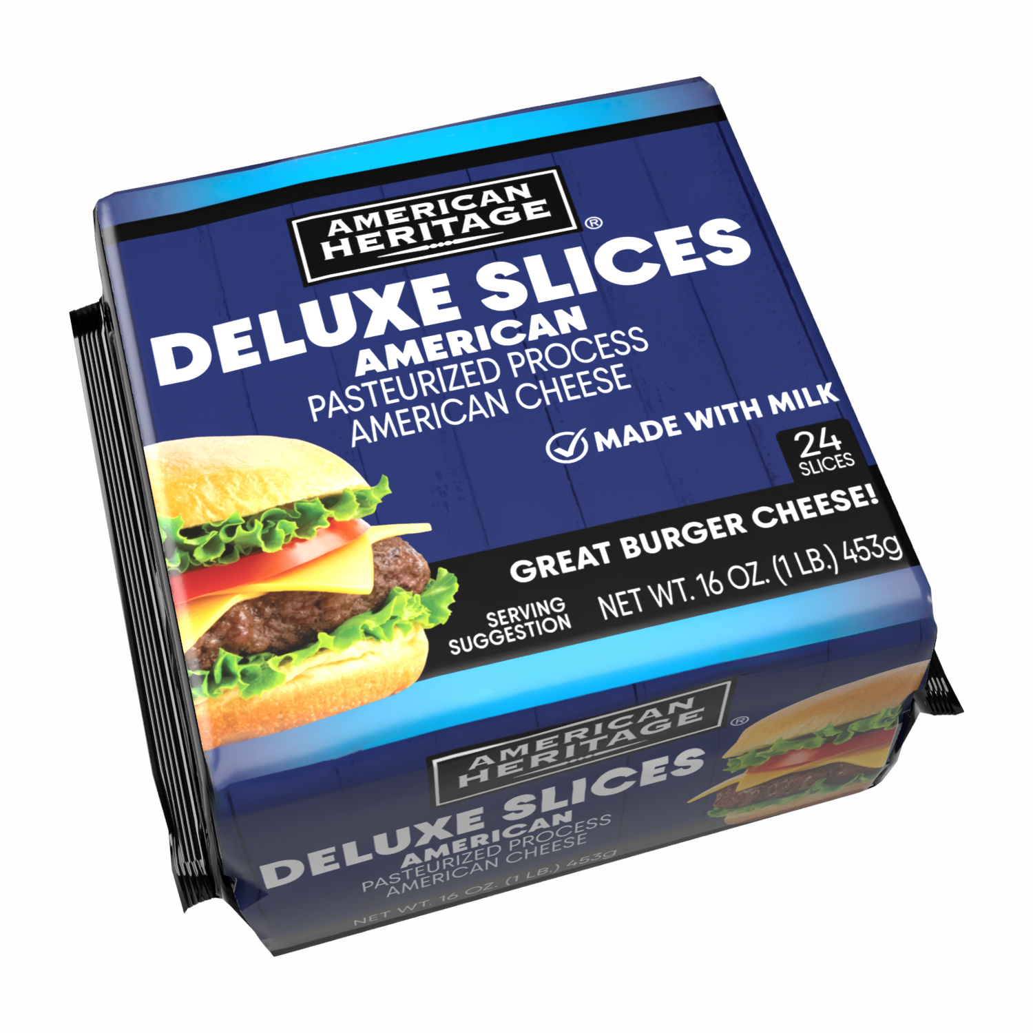 AMERICAN HERITAGE YELLOW PASTEURIZED PROCESS AMERICAN SLICES - 12/1# 24 SLICES