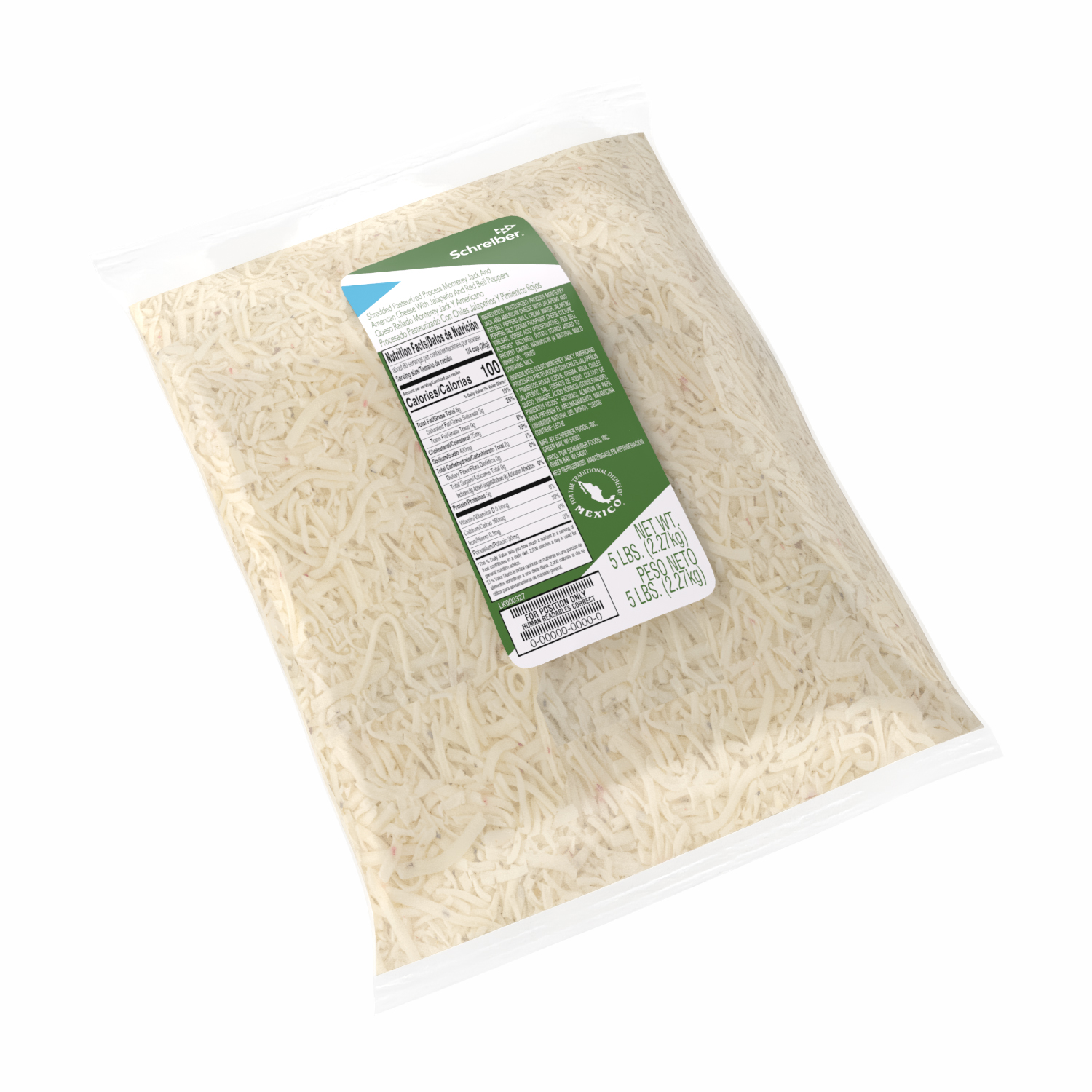 SCHREIBER PASTEURIZED PROCESS HOT PEPPER JACK FEATHER CUT SHREDS - 4/5#