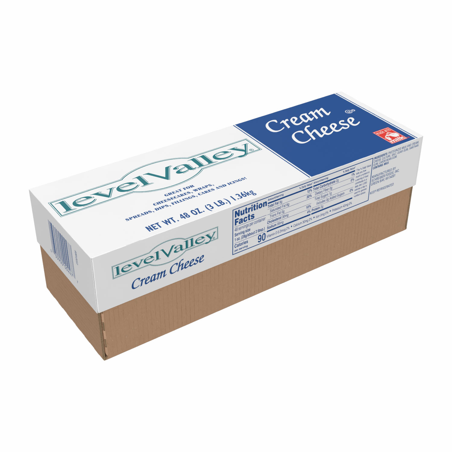 LEVEL VALLEY CREAMERY CREAM CHEESE LOAF - 10/3#
