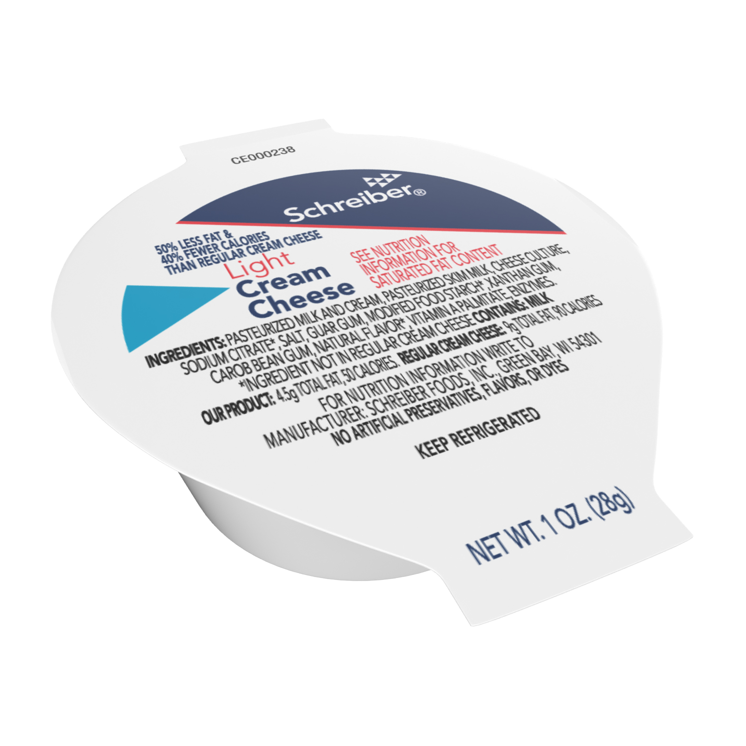 SCHREIBER SOFT CREAM CHEESE LIGHT PORTION CONTROL CUP -  100/1OZ