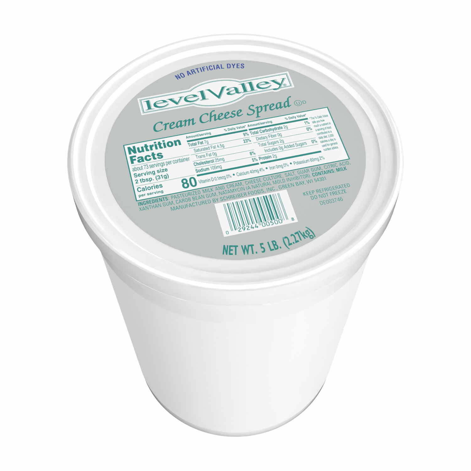 LEVEL VALLEY CREAMERY CREAM CHEESE SPREAD TUB - 4/5#