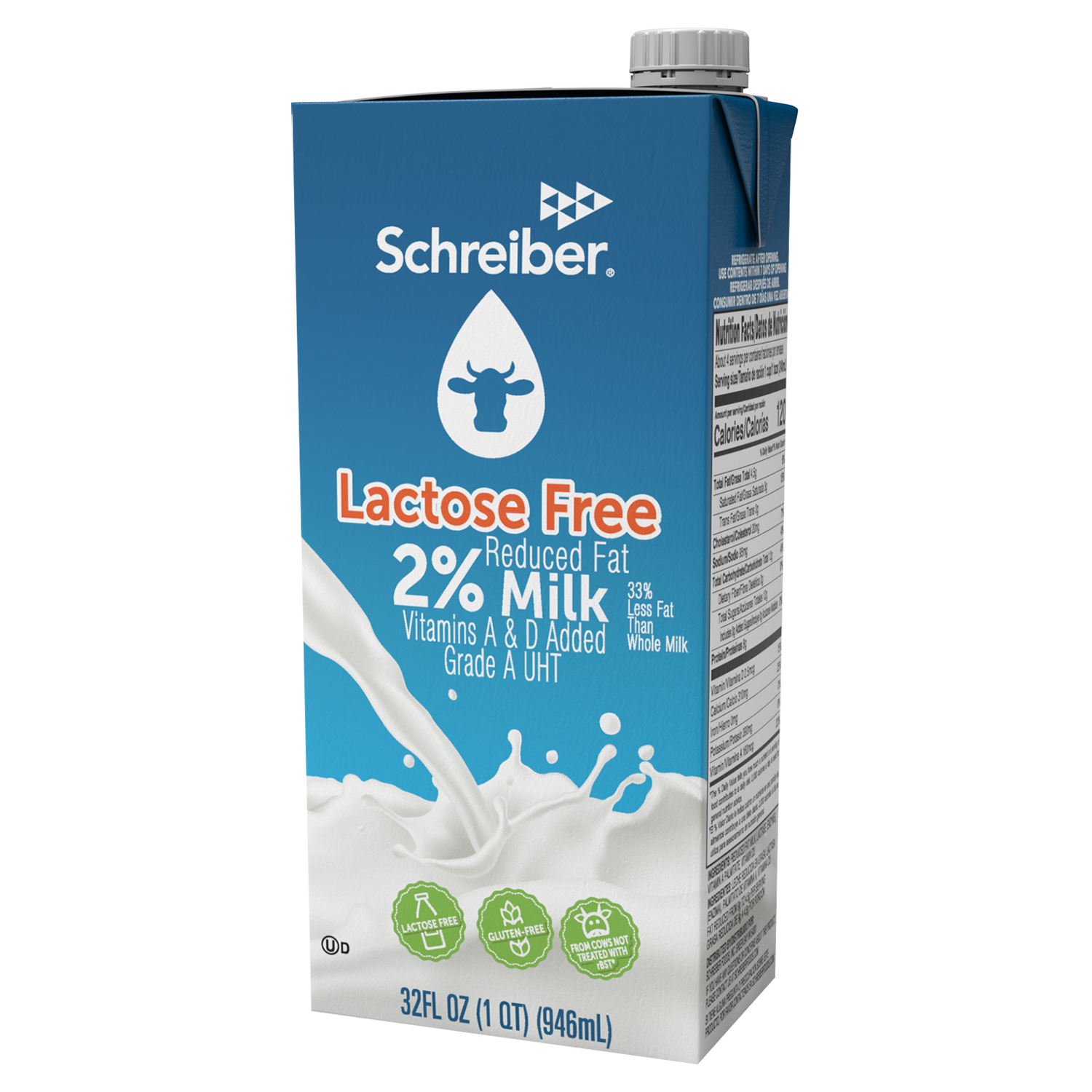 SCHREIBER 2% LACTOSE FREE MILK 12/32 FL OZ